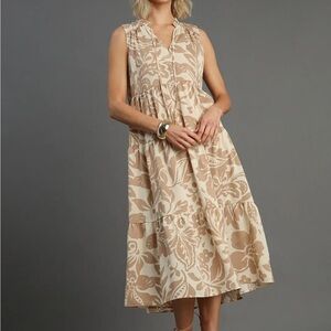 NWT UMGEE Bohemian Cream Mocha Floral Dress S M L